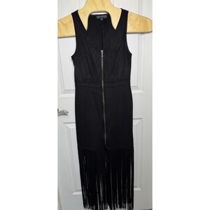 Idyllwind Miranda Lambert Dress SM Black Faux Suede Zip Front Long Fringe Rodeo